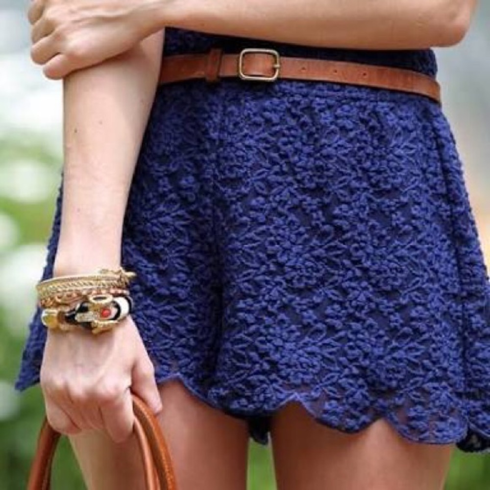 Free People Scallop Lace Shorts, High/Low Waisted